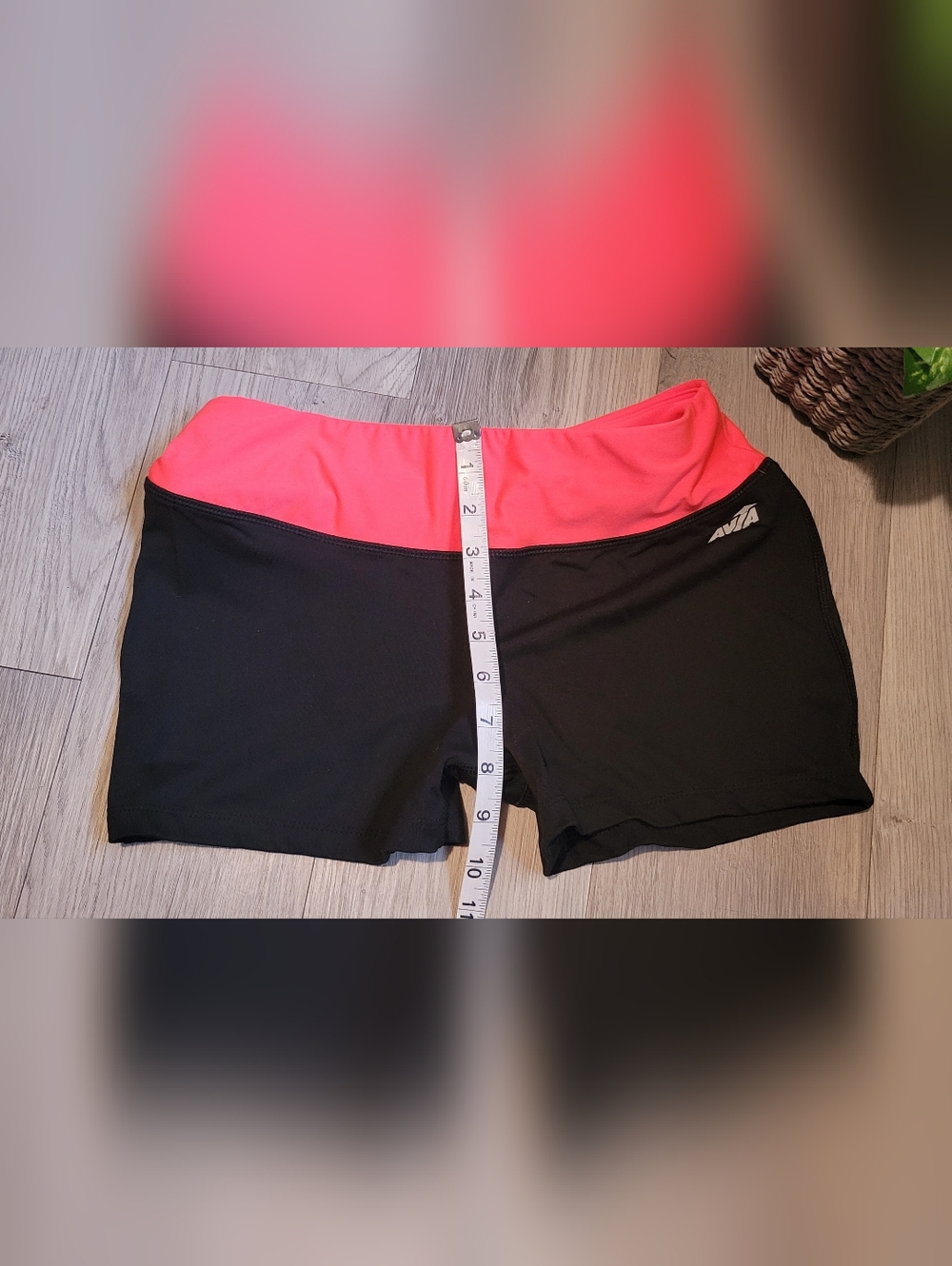 Avia Black & Pink Orange Athletic Running Shorts With Waistband Pocket, Medium - Picture 7 of 13